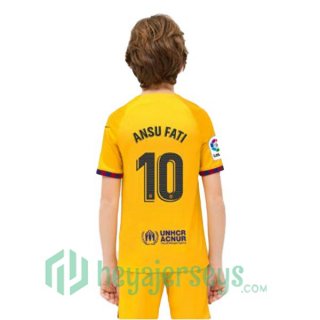 FC Barcelona (ANSU FATI 10) Kids Soccer Jersey Fourth Yellow 2022/2023