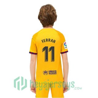 FC Barcelona (FERRAN 11) Kids Soccer Jersey Fourth Yellow 2022/2023