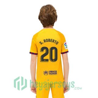 FC Barcelona (S. ROBERTO 20) Kids Soccer Jersey Fourth Yellow 2022/2023