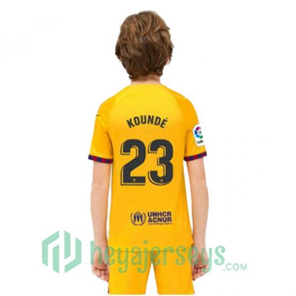 FC Barcelona (KOUNDE 23) Kids Soccer Jersey Fourth Yellow 2022/2023