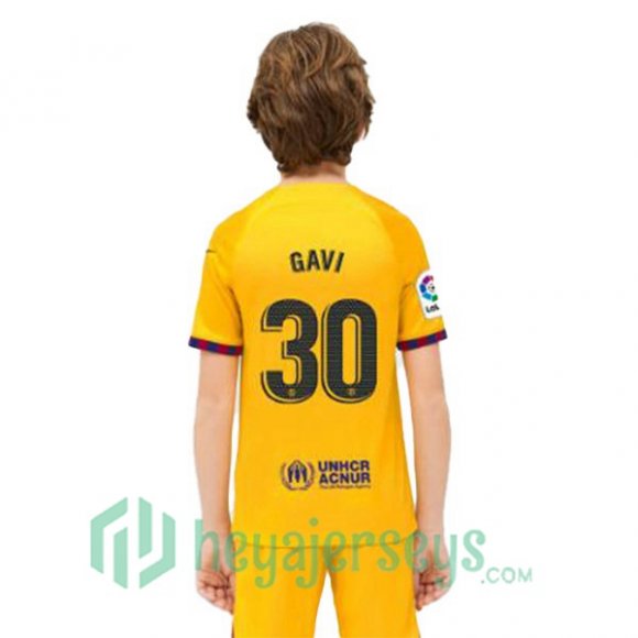 FC Barcelona (GAVI 30) Kids Soccer Jersey Fourth Yellow 2022/2023