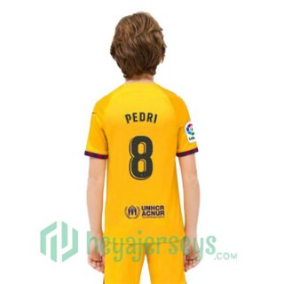 FC Barcelona (PEDRI 8) Kids Soccer Jersey Fourth Yellow 2022/2023