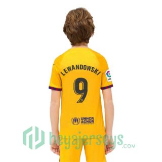 FC Barcelona (LEWANDOWSKI 9) Kids Soccer Jersey Fourth Yellow 2022/2023
