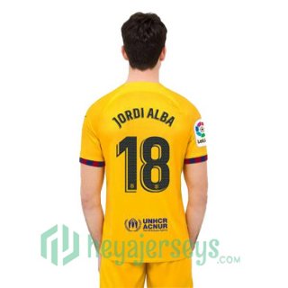 FC Barcelona (JORDI ALBA 18) Soccer Jersey Fourth Yellow 2022/2023
