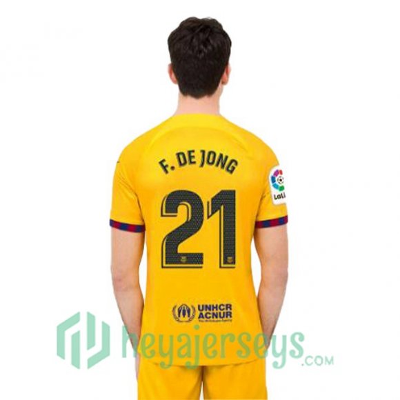 FC Barcelona (F. De JONG 21) Soccer Jersey Fourth Yellow 2022/2023