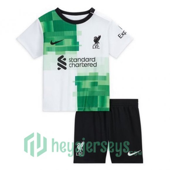 FC Liverpool Kids Soccer Jersey Away White Green 2023/2024