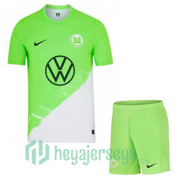 Vfl Wolfsburg Kids Soccer Jersey Home Green 2023/2024