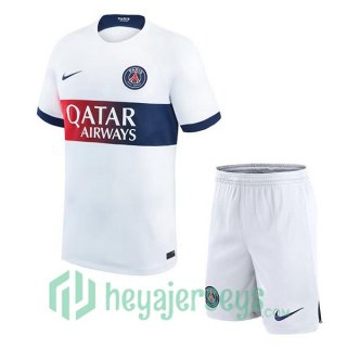 Paris PSG Kids Soccer Jersey Away White 2023/2024