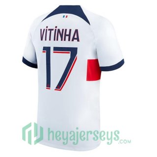 Paris PSG (Vitinha 17) Soccer Jersey Away White 2023/2024