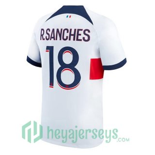 Paris PSG (R.Sanches 18) Soccer Jersey Away White 2023/2024
