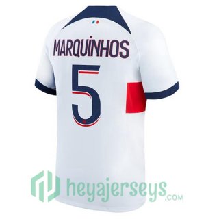 Paris PSG (Marquinhos 5) Soccer Jersey Away White 2023/2024