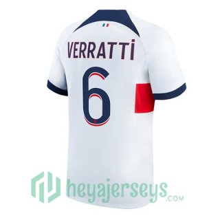 Paris PSG (Verratti 6) Soccer Jersey Away White 2023/2024