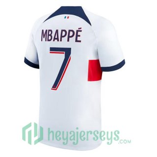 Paris PSG (Mbappé 7) Soccer Jersey Away White 2023/2024