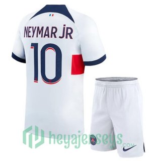 Paris PSG (Neymar Jr 10) Kids Soccer Jersey Away White 2023/2024