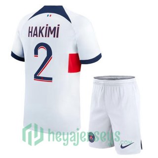 Paris PSG (Hakimi 2) Kids Soccer Jersey Away White 2023/2024