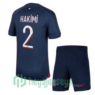 Paris PSG (Hakimi 2) Kids Soccer Jersey Home Royal Bluee 2023/2024