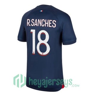 Paris PSG (R.Sanches 18) Soccer Jersey Home Royal Bluee 2023/2024