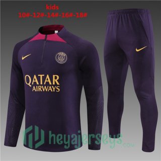 Paris PSG Kids Training Tracksuit Suit Purple 2023/2024