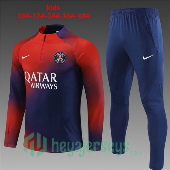 Paris PSG Kids Training Tracksuit Suit Blue Red 2023/2024