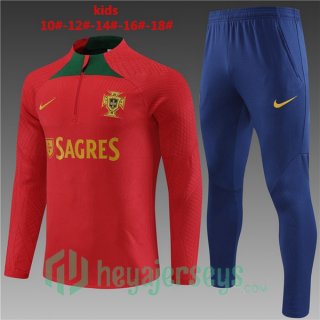 Portugal Kids Training Tracksuit Suit Red 2023/2024