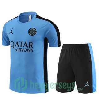 Paris PSG Training T Shirt + Shorts Blue 2023/2024