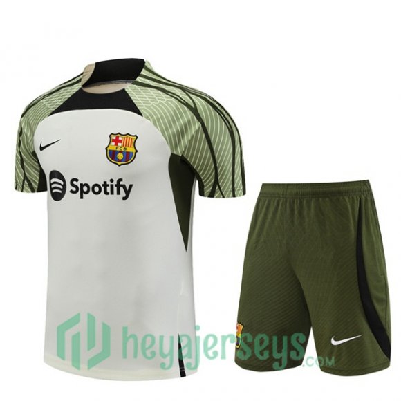 FC Barcelona Training T Shirt + Shorts White 2023/2024