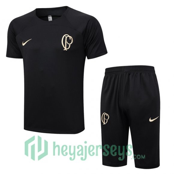 Corinthians Training T Shirt + Shorts Black 2023/2024