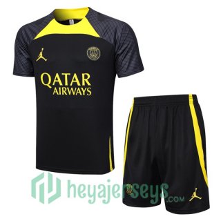 Paris PSG Training T Shirt + Shorts Black 2023/2024