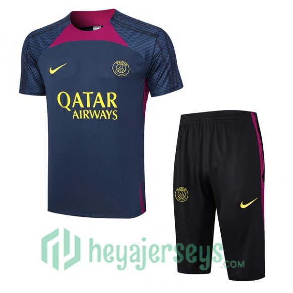 Paris PSG Training T Shirt + Shorts Royal Blue 2023/2024
