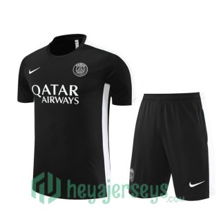 Paris PSG Training T Shirt + Shorts Black 2023/2024