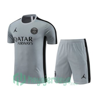 JORDAN Paris PSG Training T Shirt + Shorts Grey 2023/2024