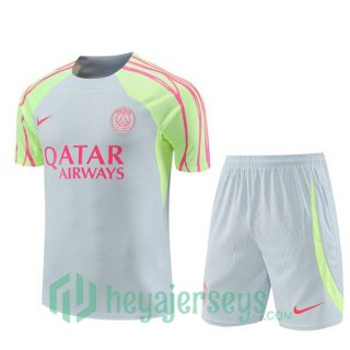 Paris PSG Training T Shirt + Shorts Grey 2023/2024
