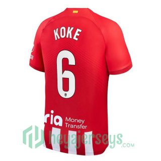 Atletico Madrid (Koke 6) Soccer Jersey Home Red 2023/2024