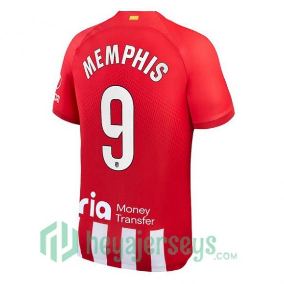 Atletico Madrid (Memphis 9) Soccer Jersey Home Red 2023/2024