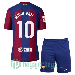 FC Barcelona (ANSU FATI 10) Kids Soccer Jersey Home Blue Red 2023/2024
