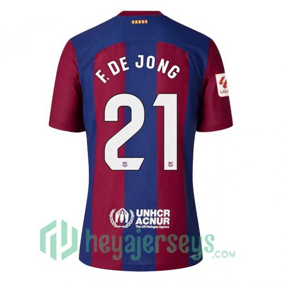 FC Barcelona (F. De JONG 21) Soccer Jersey Home Blue Red 2023/2024