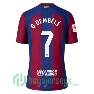 FC Barcelona (O. DEMBÉLÉ 7) Soccer Jersey Home Blue Red 2023/2024