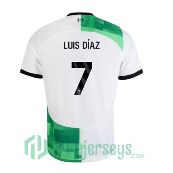 FC Liverpool (LUIS DÍAZ 7) Soccer Jersey Away White Green 2023/2024