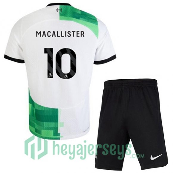 FC Liverpool (MAC ALLISTER 10) Kids Soccer Jersey Away White Green 2023/2024