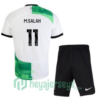 FC Liverpool (M.SALAH 11) Kids Soccer Jersey Away White Green 2023/2024