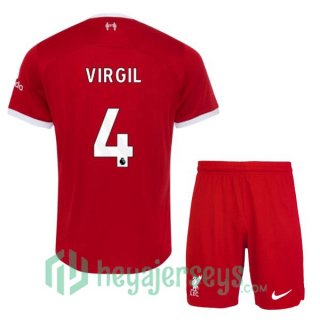 FC Liverpool (VIRGIL 4) Kids Soccer Jersey Home Red 2023/2024