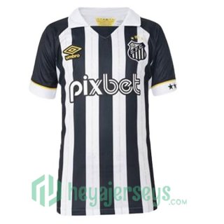Santos FC Soccer Jersey Away Black White 2023/2024