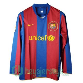 2007 2008 FC Barcelona Long Sleeve Retro Home Jersey