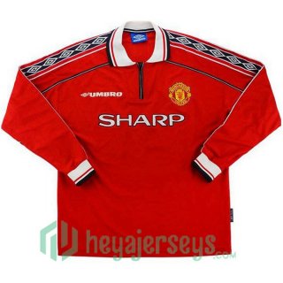 1998 1999 Manchester United Long Sleeve Retro Home Jersey