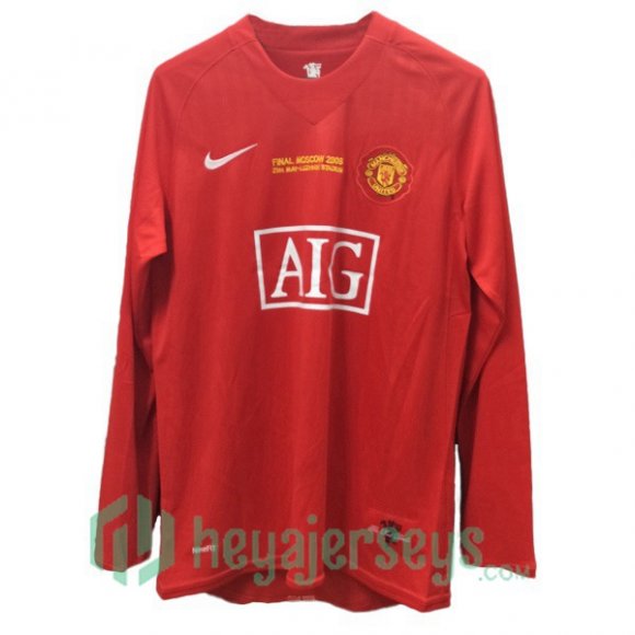 2007 2008 Manchester United Champion Long Sleeve Retro Home Jersey