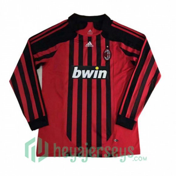 2007 2008 AC Milan Long Sleeve Retro Home Jersey