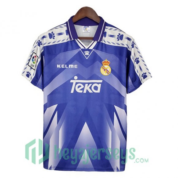 1996-1997 Real Madrid Retro Away Jersey Blue