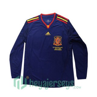 2010 Spain Retro Away Jersey Long Sleeve Blue