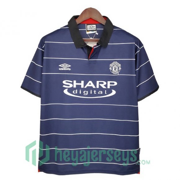 1999-2000 Manchester United Retro Away Jersey Blue Royal