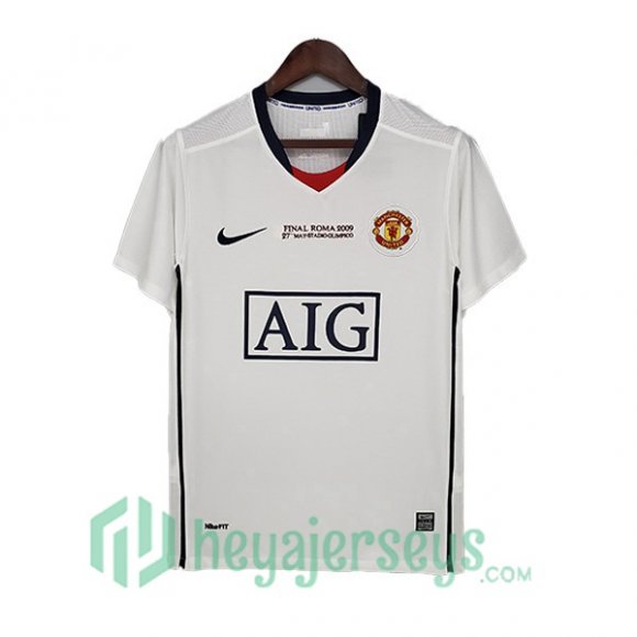2008-2009 Manchester United Champions League Retro Away Jersey White